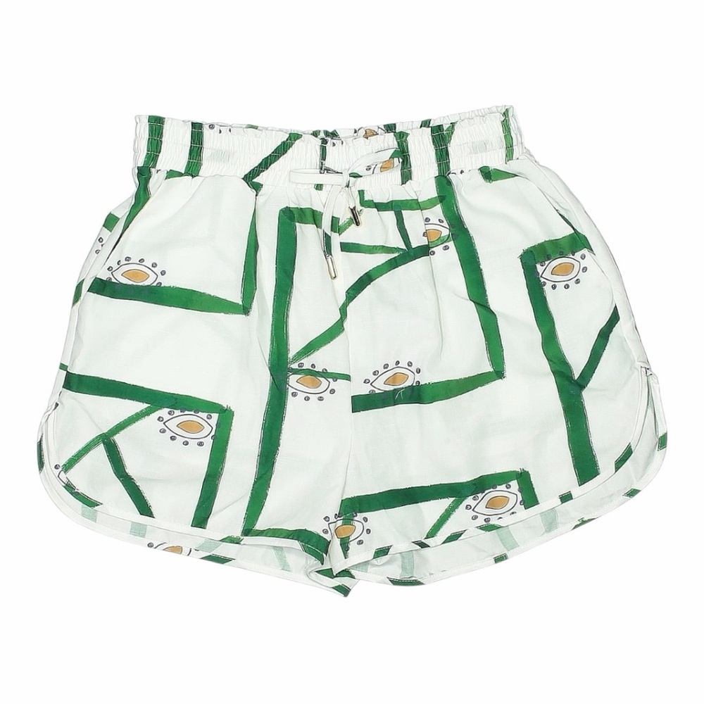 Commense Green and White Patterned Women's Shorts